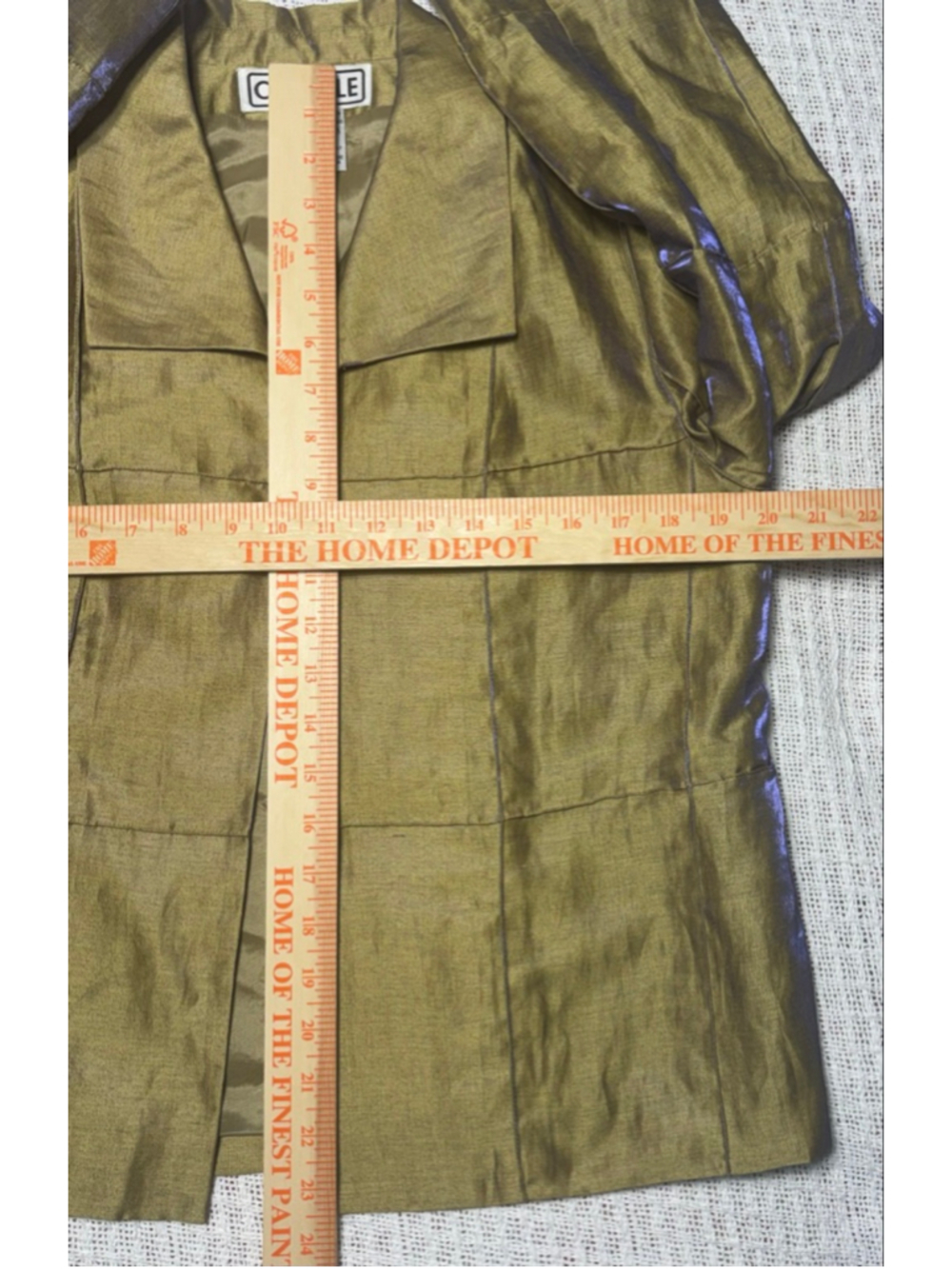 Vintage Carlisle Irridescent Metallic Gold/Olive Green 85% Linen Jacket Size 6 - Picture 4 of 8